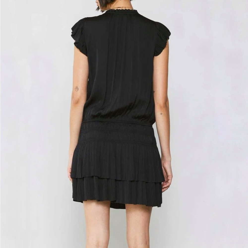 Current Air Drop Waist Black Tiered Ruffle Zoey Mini Dress size medium - Picture 2 of 6